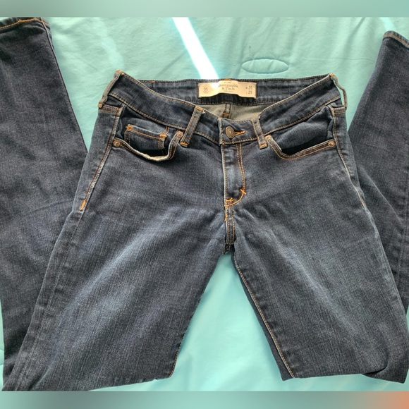 ABERCROMBIE & FITCH DARK STRETCH denim jeans size 0S - Picture 3 of 5